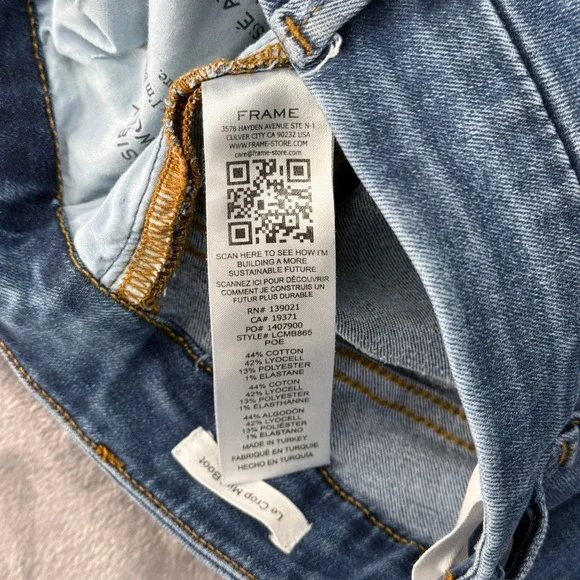 FRAME Le Crop Mini Boot Jeans Womens 24 Blue Medium Wash High Rise Denim - Picture 10 of 15